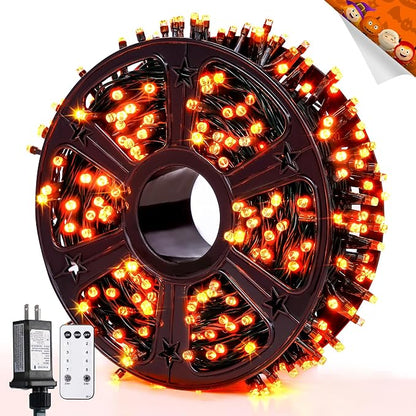 JMEXSUSS 400 LED Orange Lights for Halloween | 132ft Halloween String Lights Plug in with Remote, 8 Modes Orange String Lights for Tree Garden Yard Porch House Decorations