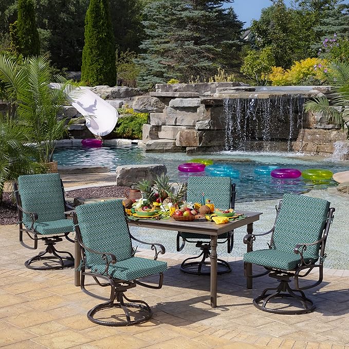 Arden 2-Pack Patio Dining Outdoor Chair Cushions, 20x44, Rain-Proof Seat Pad, Fade-Resistant Outdoor Cushion Alana Tile