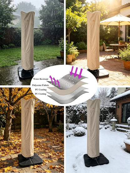 Patio Umbrella Cover for 9ft to 13ft Offset Umbrella, Water Resistant, Curved Cantilever and Straight Pole Parasol Outdoor Umbrellas Cover with Zipper and Rod (Pack of 2)