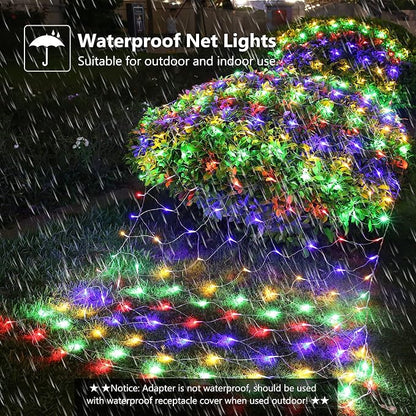 11.5ft x 5ft Christmas Net Lights Outdoor, 360 LED Net Lights with 8 Modes, Connectable, Timer, Waterproof Low Voltage Bush Mesh Fairy String Light for Yard Bush Christmas Indoor Decor (Multicolor)