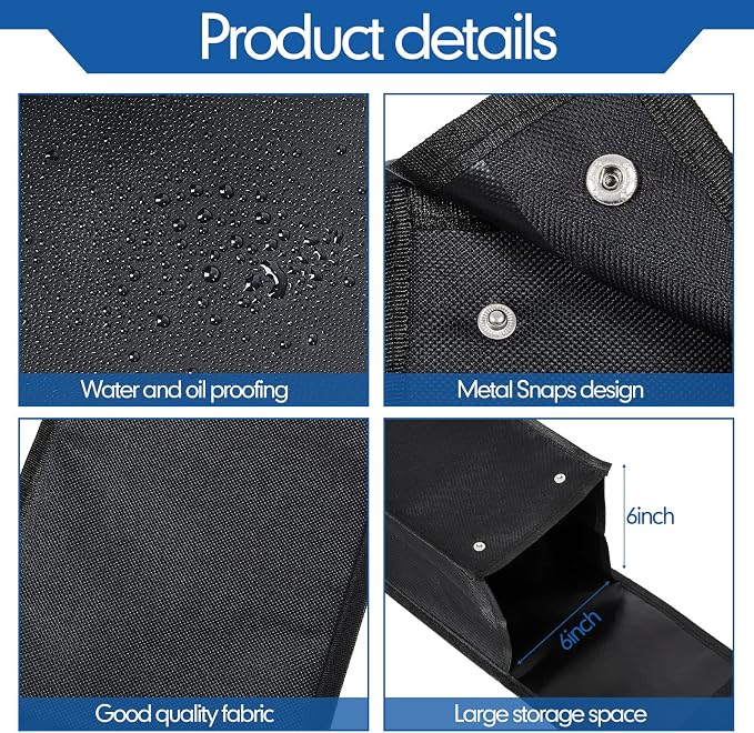 2 Pcs Grill Utensil Storage Bag BBQ Tool Holder Pouch,Black | Oxford Cloth Foldable Design, Camping Hiking Organizer, Snap Closure Secure, Stands Upright or Flat, Portable Outdoor Pouch