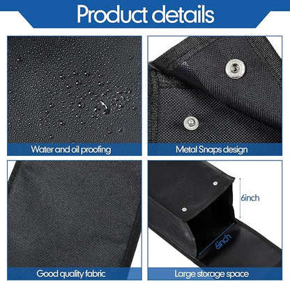 2 Pcs Grill Utensil Storage Bag BBQ Tool Holder Pouch,Black | Oxford Cloth Foldable Design, Camping Hiking Organizer, Snap Closure Secure, Stands Upright or Flat, Portable Outdoor Pouch