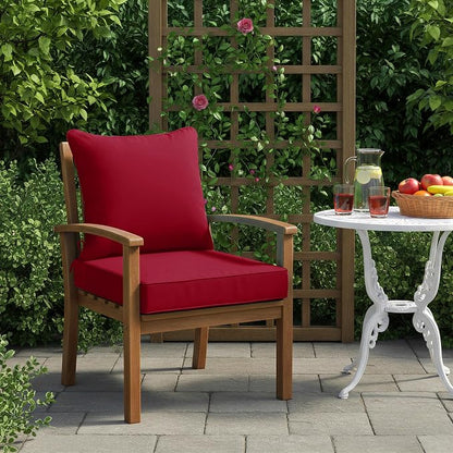 Summsun Patio Cushions for Outdoor Furniture, 24 x 24 Inch, Red | Backrest & Deep Seat Cushion, Water Resistant, Removable Cover, Replacement Cushions Pad for Patio Furniture, Garden