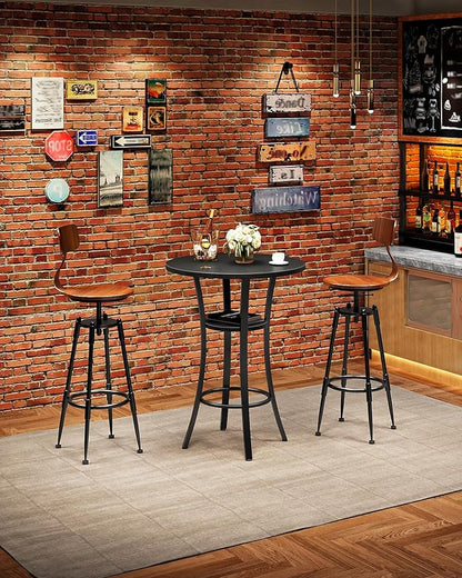 CHOEZON Round Bar Table, Set of 2 Small Kitchen Dining Tables, 2-Tier High Top & Counter Height Dining Table, for Bistro, Pub, Kitchen, Living Room, Black TBT03P2BB