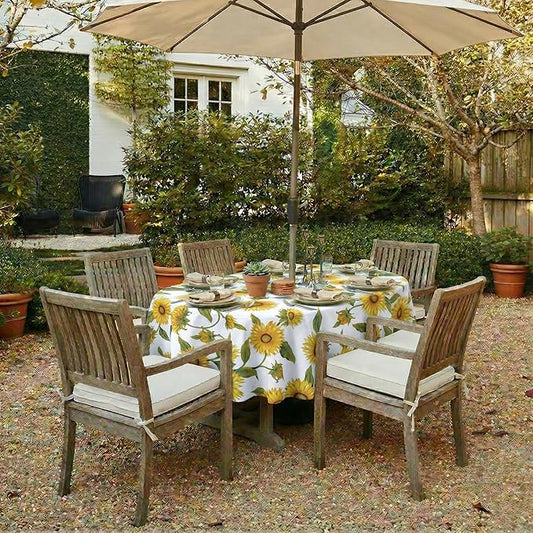 EHouseHome Outdoor Indoor Tablecloth with Umbrella Hole for Oval Table,Waterproof Patio Cloths, Spring/Summer Table Covers with Zipper for Backyard Circular Table/BBQs/Picnic,60 x 84 inches