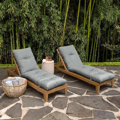 Arden Outdoor Tufted Chaise Cushion, earthFIBER, 22x76, Stone Grey Dot | Plush Comfort, Modern Tuft, Lounge Cushion, Rain-Proof, Fade Resistant, Cushion for Chaise Lounger, Mold and Mildew Resistant