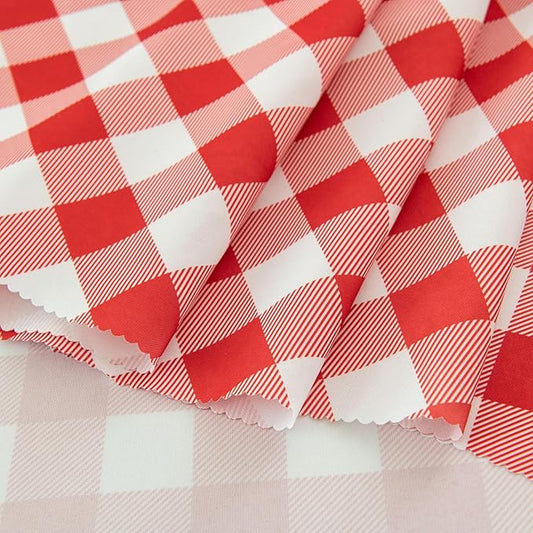 Waterproof Plaid Tablecloth Fabric - Round 108 Inch Classic Gingham Checker Table Cloth for Indoor/Outdoor Use - Buffalo Table Cover for Picnics, BBQs, and Parties