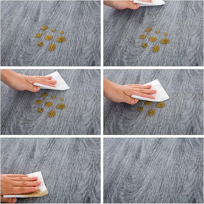 LIBERECOO Round Vinyl Fitted Tablecloth with Flannel Backing Elastic Edge Table Cover Waterproof Stain-Resistant Wipeable Tablecloths Fits 45-56" Round Tables