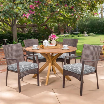 HARBOREST Outdoor Chair Cushions Set of 4, Water Resistant Patio Chair Cushions with Ties, Square Corner Outdoor Seat Cushions for Patio Furniture, 18.5"x16"x3", Grey Geometry