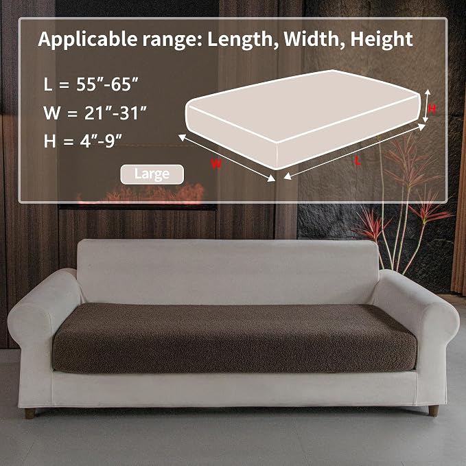 OHSIO Couch Cushion Covers for Sectional Sofa, Stretch Soft Sofa Slipcovers Washable Wear-Resistant Universal Furniture Protector for Living Room(1 Piece Large Cover, Brown)