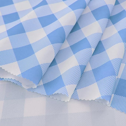 Waterproof Plaid Tablecloth Fabric - Round 50 Inch Classic Gingham Checker Table Cloth for Indoor/Outdoor Use - Buffalo Table Cover for Picnics, BBQs, and Parties