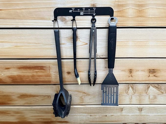 Grill Utensil Rack Tool Holder Organizer Storage Accessories, Fence, Wall, Barbecue, BBQ, Smoker, Griddle, Mount, Screw On