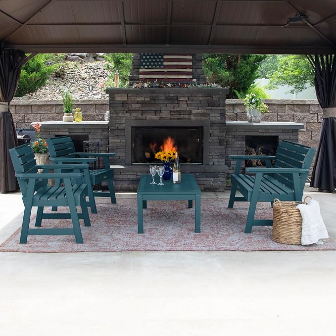 highwood Weatherly 4-Piece Garden Conversation Set, Nantucket Blue