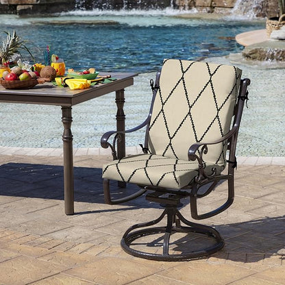 Arden 4-Pack Outdoor Patio Dining Chair Cushion, 20x44, Rain-Proof Seat Pad, Fade-Resistant Outdoor Cushion Tan Diamond Trellis