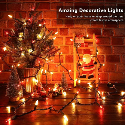 BrizLabs Red & White Christmas Lights, 300 Count 69.6ft Mini Outdoor Lights | Incandescent; Connectable; UL Certified; Waterproof Christmas Light String Plug-in Green Wire Indoor Ourside Xmas Tree Decor