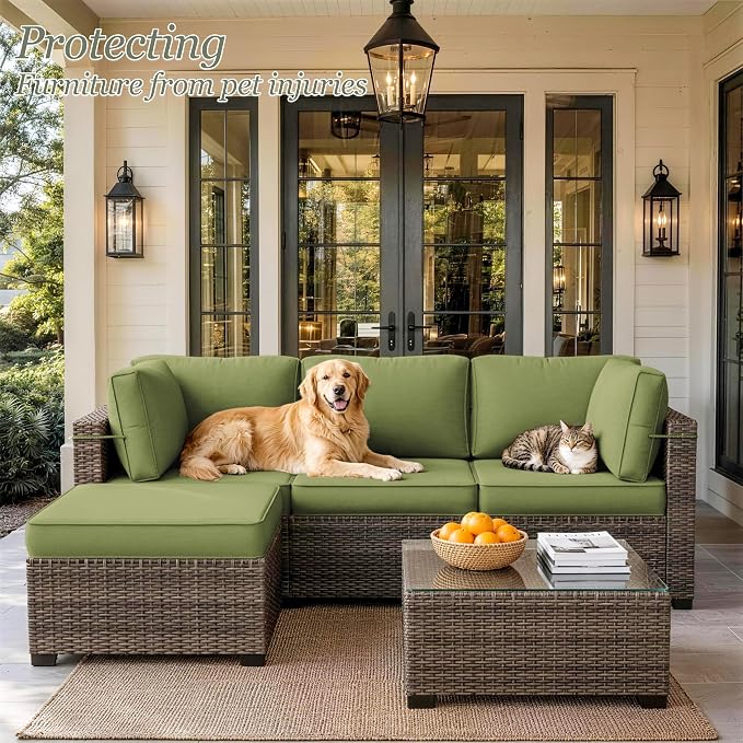 9 Pcs Outdoor Patio Cushions Covers Replacement Sets, Covers Only | 9 Pcs Patio Cushions Covers Replacement UV Resistant, Water Anti-Slip, Heavy-Duty Zippers for 5 Pcs Patio Furniture Set