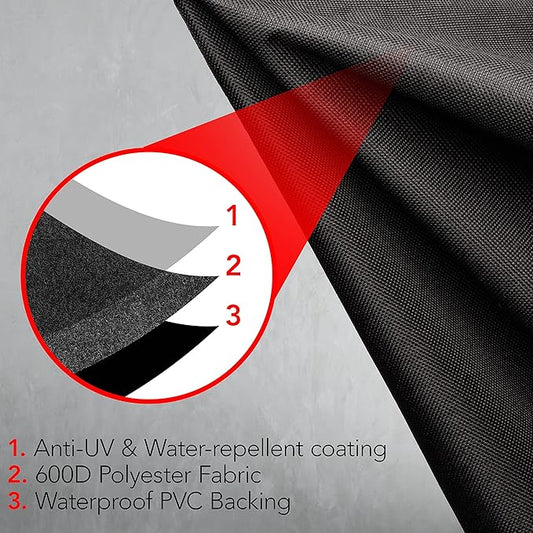 GrillTough Heavy Duty BBQ Grill Cover for Outdoor Grill, 72 Inch – Waterproof, Weather Resistant, UV & Fade Resistant with Adjustable Straps – Gas Grill Cover for Weber, Genesis, Charbroil, etc. Black