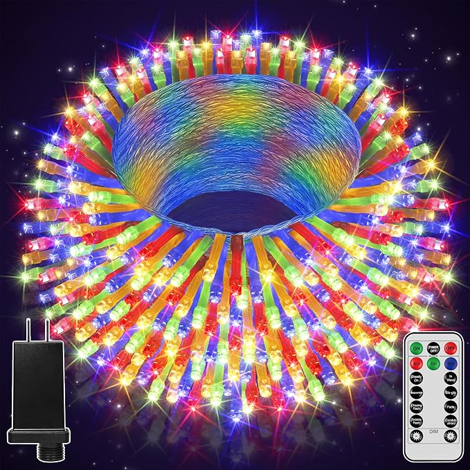 328FT 1000 LED Christmas Lights Outdoor Waterproof, Timer & Memory Function, 8 Modes Multicolor String Lights Plug in Twinkle Lights for Xmas Tree Holiday Garden Indoor Party Decor
