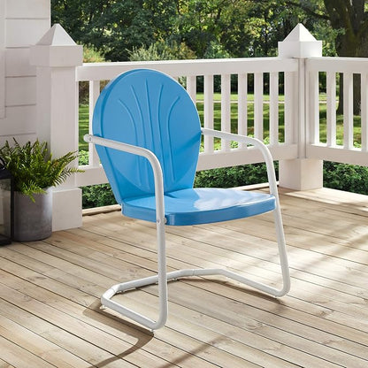 Crosley Furniture Griffith Outdoor Chair, Retro Metal Patio Chairs for Dining, Porch, Deck, Balcony, Sky Blue