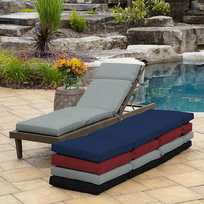 Arden Outdoor Chaise Cushion, 21 in x 72 in, Weather-Proof, Rain-Proof, Fade Resistant Patio Cushion for Chaise Lounger Stone Grey Leala | Lounge Cushion, Weather-Proof, Rain-Proof, Fade Resistant for Chaise Lounger, Mold and Mildew Resistant
