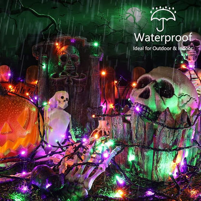Brizled Halloween Lights Indoor Outdoor Purple Green & Orange Light String | 240 LED 95.14ft; 8 Modes; Connectable; Timer; Waterproof; Plugin Mini Twinkle Fairy Light for Outside Spooky Tree Decoration