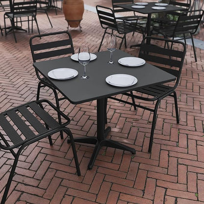 Flash Furniture Mellie 31.5'' Square Aluminum Indoor-Outdoor Table with Base, Black