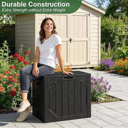 30 Gallon Resin Deck Box Waterproof Outdoor Storage Box for Patio Furniture Pool Accessories Indoor Storage for Cushion Garden Tools, Black