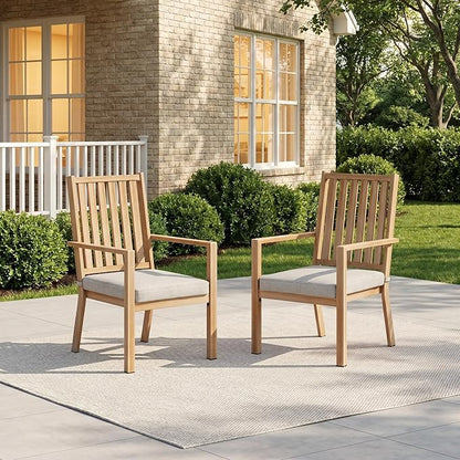 RoyalCraft Aluminum Outdoor Patio Chairs Set of 2, Outdoor Chairs with Waterproof Cushions, Outdoor Dining Chairs with Armrests, Metal Patio Furniture Set for Porch, Balcony, Deck, Backyard, Brown