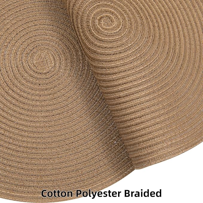 SHACOS Round Braided Placemats Set of 6 Washable Cotton Polyester 15 inch Round Table Place Mat for Dining Table (Brown, 6)