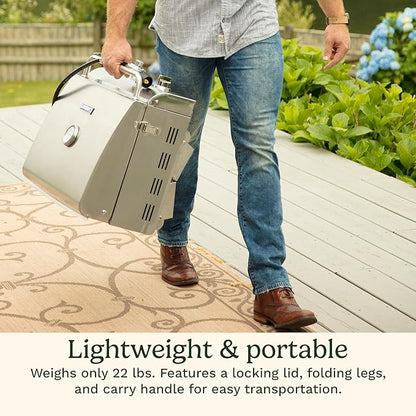 Cuisinart Chef's Style Tabletop Portable Propane Grill, 20,000 BTU Stainless Steel 2-Burner Outdoor Gas Grill for Camping, Tailgates, BBQ, Hassle-Free Setup, Twist-Start Ignition, CGG-306