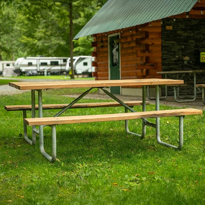 Picnic Table Frame Kit – Commercial Grade, Fully Welded Steel, 6-Foot DIY Design (Customer Supplies Lumber), Made in The USA