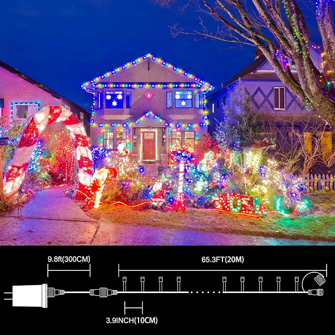 200LED 66FT Multicolor Christmas Mini String Lights,Plug in Waterproof Connectable LED Fairy Lights,Indoor & Outdoor Christmas Tree Lights for Home Party Garden Yard Bedroom Decor
