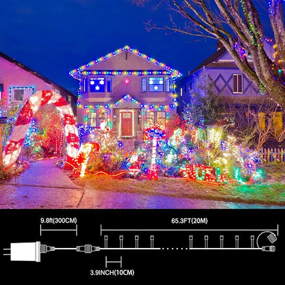 200LED 66FT Multicolor Christmas Mini String Lights,Plug in Waterproof Connectable LED Fairy Lights,Indoor & Outdoor Christmas Tree Lights for Home Party Garden Yard Bedroom Decor