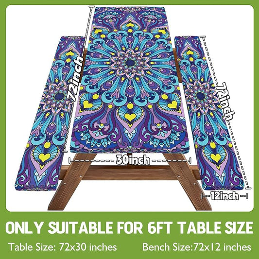 Picnic Table Cover with Bench Covers Vinyl Table Cloth Camping Lovers Essentials Camper Rv Car Travel Accessories Accessory Overlanding Must Haves Outdoor Gadgets Road Trip Tools Gear Stuff Equipment