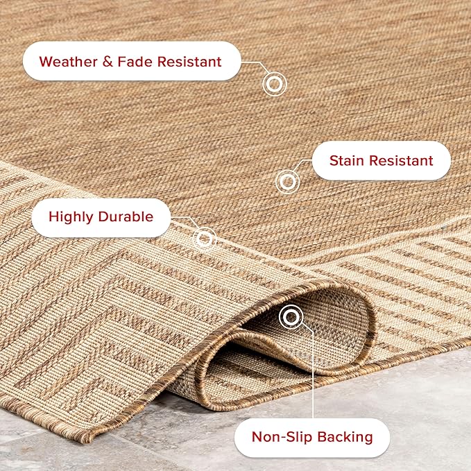 nuLOOM Asha Light Brown Bordered Indoor/Outdoor Area Rug, 4' Square