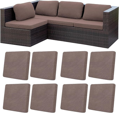 8Pcs Patio Cushion Covers, Outdoor Stretch Cushion Covers, Washable | Stretch Fit, Replacement, Washable and Reusable Furniture Protectors, Fits most patio furniture cushion covers, Cover Only