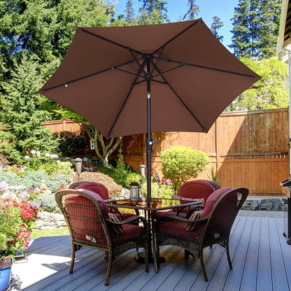 7.5FT Patio Umbrella, Outdoor Table Umbrella, Market Umbrella with Push Button Tilt and Crank for Garden, Lawn, Deck, Backyard & Pool