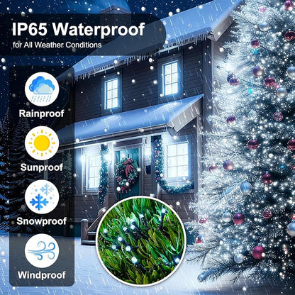 2 Pack Solar String Lights for Outside,Each 33Ft 100 LED Solar String Lights Outdoor Waterproof with 8 Modes,Solar Lights Outdoor for Patio, Garden, Tree, Party Decor-Cool White