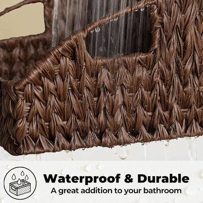 GRANNY SAYS Wicker Storage Basket for Shelves, Wicker Basket with Handles, Trapezoid Woven Baskets for Storage, Decorative Baskets for Home Decor, Brown, 2 Pack