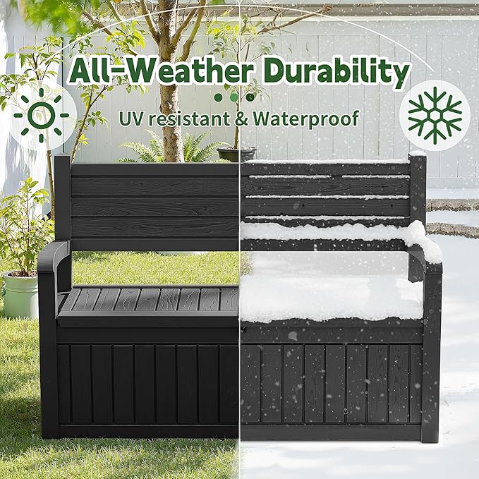 PatioZen 79 Gallon Storage Bench Deck Box Waterproof Lockable,Outdoor Storage Furniture for Patio,Garden and Porch,Tools and Cushions