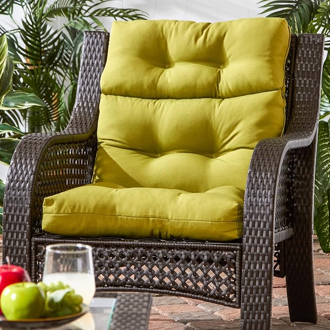 Greendale Home Fashions Outdoor 44 x 22-inch High Back Chair Cushion, Set of 1, Lime