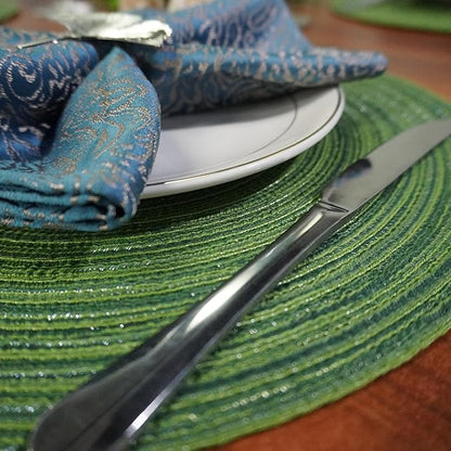 Red-A, Placemats, Round Placemats for Dining Table Set of 4 Woven Heat Resistant Non-Slip Kitchen Table Mats Diameter 14 Inch(Hunter Green)