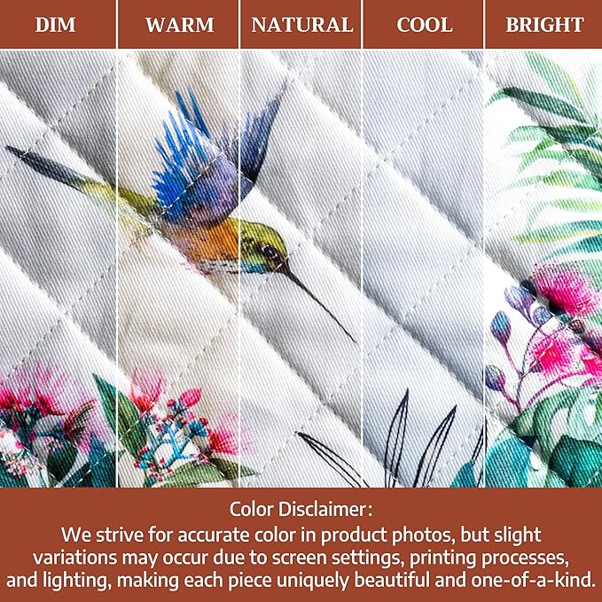 Maison d' Hermine 100% Cotton Oven Mitt & Pot Holder Set (7.5"x13" & 8"x8") Heat Resistant BBQ Cooking Gloves with Loop Baking Grilling Kitchen Hotel Home Farmhouse Spring Summer (Tropiques)
