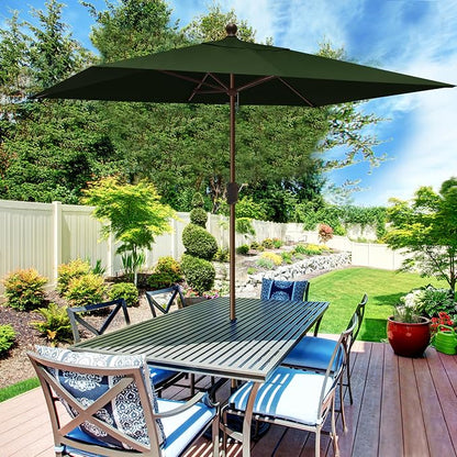 EliteShade USA 10-Year-Non-Fading 6.5x10Ft Rectangular Market Patio Umbrella, UPF 50+ UV Protection Performance Sun Umbrella, Heavy Duty Commercial Grade Outdoor Table Umbrella with Crank, Windproof Vented Top for Garden, Pool, Deck and Outdoor Playset...
