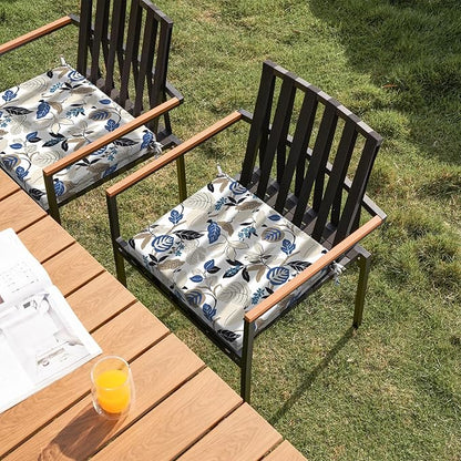 DYTXIII Set of 2 Outdoor Chair Cushions, Water Resistant 18.5"x16"x2" Square Seat Cushion for Patio Dining Chairs, High-Density Replacement Pads for Indoor Outdoor Furniture - Breeze Leaves Beige