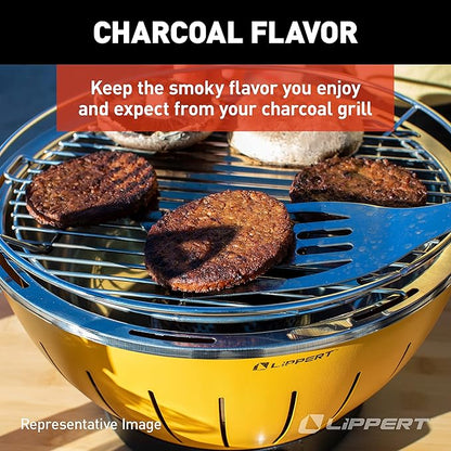 Lippert Odyssey Portable Grill - Compact and Versatile Charcoal Grill for Camping, Tailgating, and Outdoor Cooking - Lightweight and Durable Design with Large Cooking Surface - Green