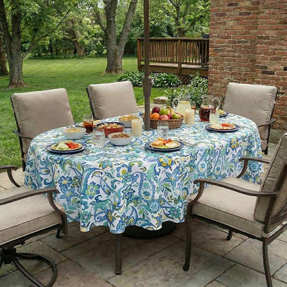 EHouseHome Outdoor Indoor Tablecloth with Umbrella Hole for Oval Table,Waterproof Patio Table Cloths, Spring/Summer Table Covers with Zipper for Backyard Circular Table/BBQs/Picnic,60 x 84 inches