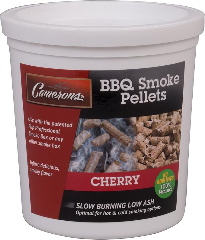 Camerons Smoking Wood Pellets (Cherry, 1 Pint)- Kiln Dried BBQ Pellets - 100% All Natural Barbecue Wood for Smoker Grill, Pellet Grill & Fire Pit - Infuse Smokey Flavor in Food - Grilling Gift for Dad
