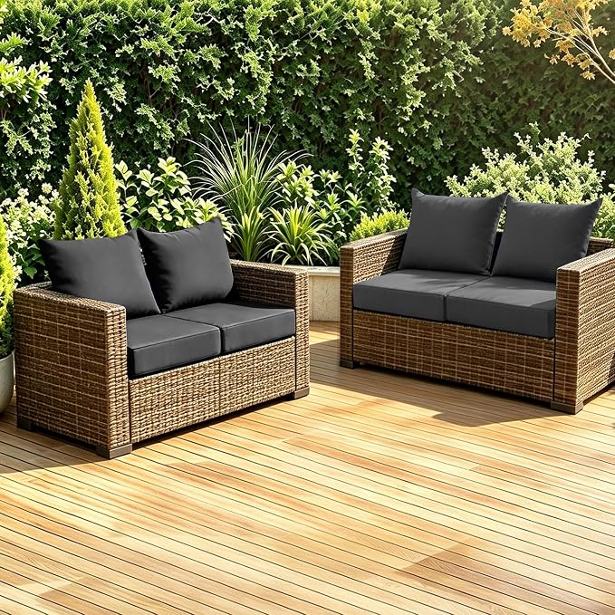 Patio Cushions for Outdoor Furniture, 24x24 Outdoor Couch Cushions, Waterproof & Fade-Resistant Patio Chair Cushions with Removable Cover, Replacement Outdoor Deep Seat Cushion, Dark Grey (Set of 4)