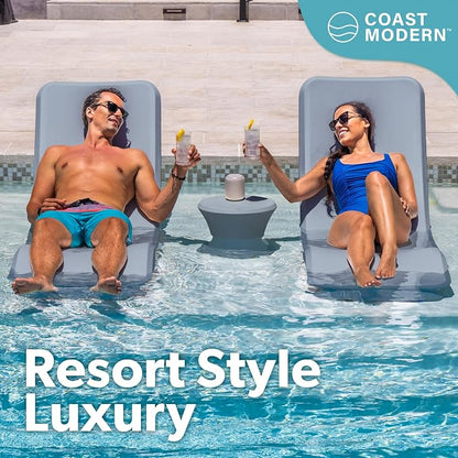 Coast Modern in Pool Lounge Chair - Waterproof & Weighted Chaise Lounger - Outdoor Pool Furniture for Patio or in Baja Shelf - Stone Blue